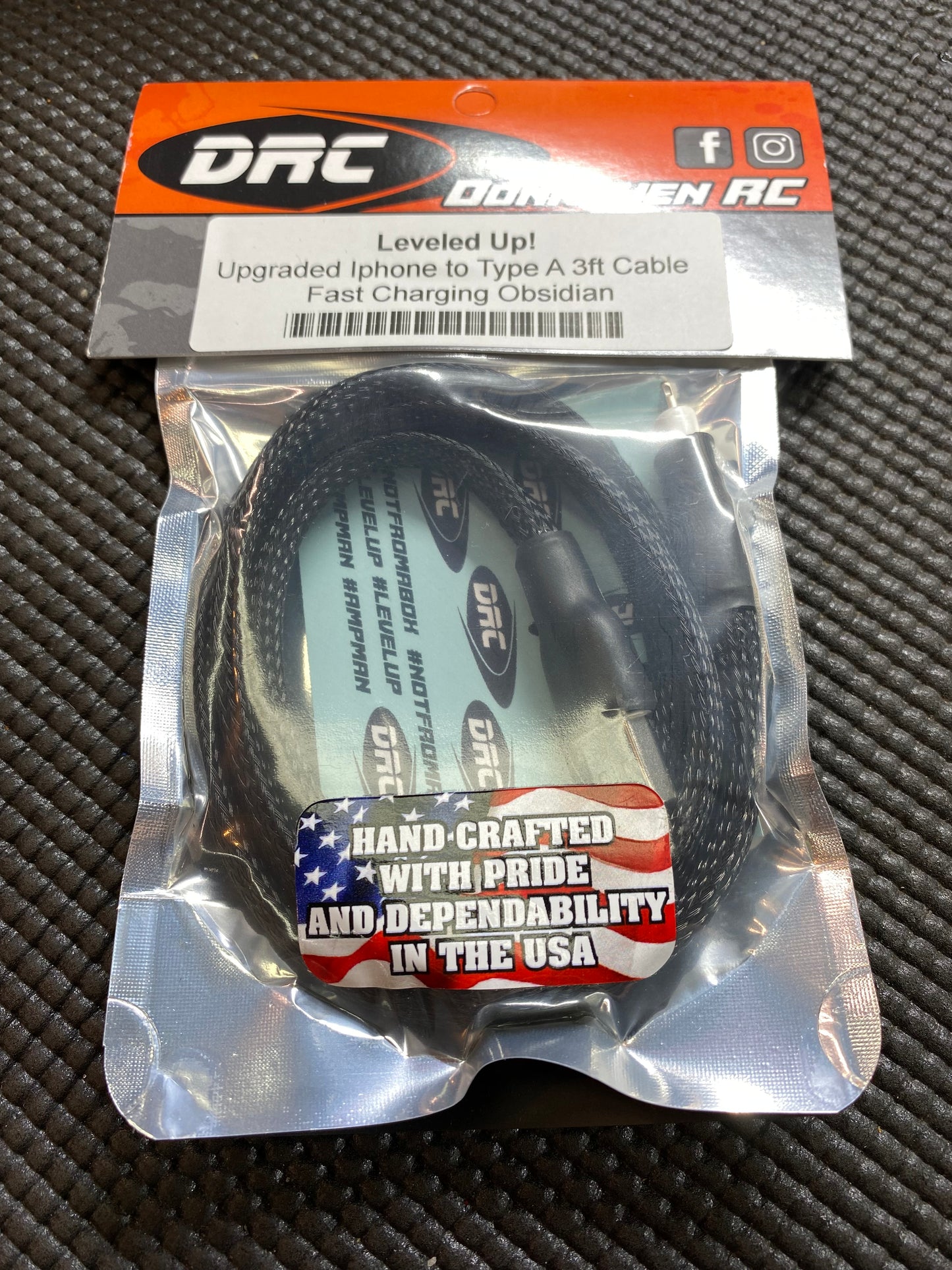 Donathen RC Leveled Up! Upgraded iPhone Lightning to USB Type A Fast Charging Phone Cable (3', Obsidian)