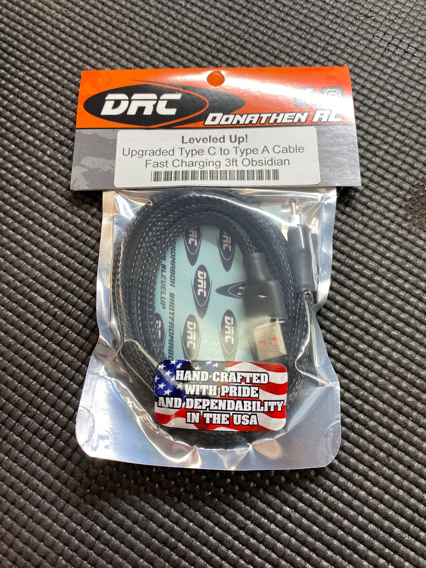 Donathen RC Leveled Up! Upgraded USB Type C to Type A Fast Charging Phone Cable (3', Obsidian)