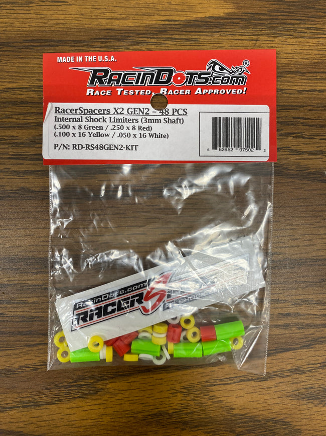 RacinDots RacerSpacers "GEN 2" RC Shock Internal Limiters (3mm Shock Shaft - 48pcs)